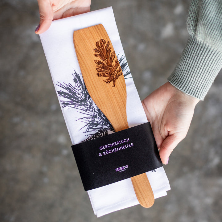 Geschenkset Zapfen / Geschirrtuch &amp; Pfannenwender
